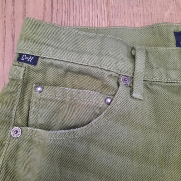 Citizens of Humanity Frayed Green Denim Shorts - Picture 3 of 12
